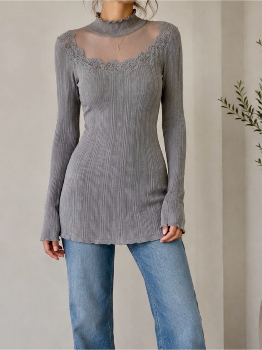 Dark green shirt sheer cut outs